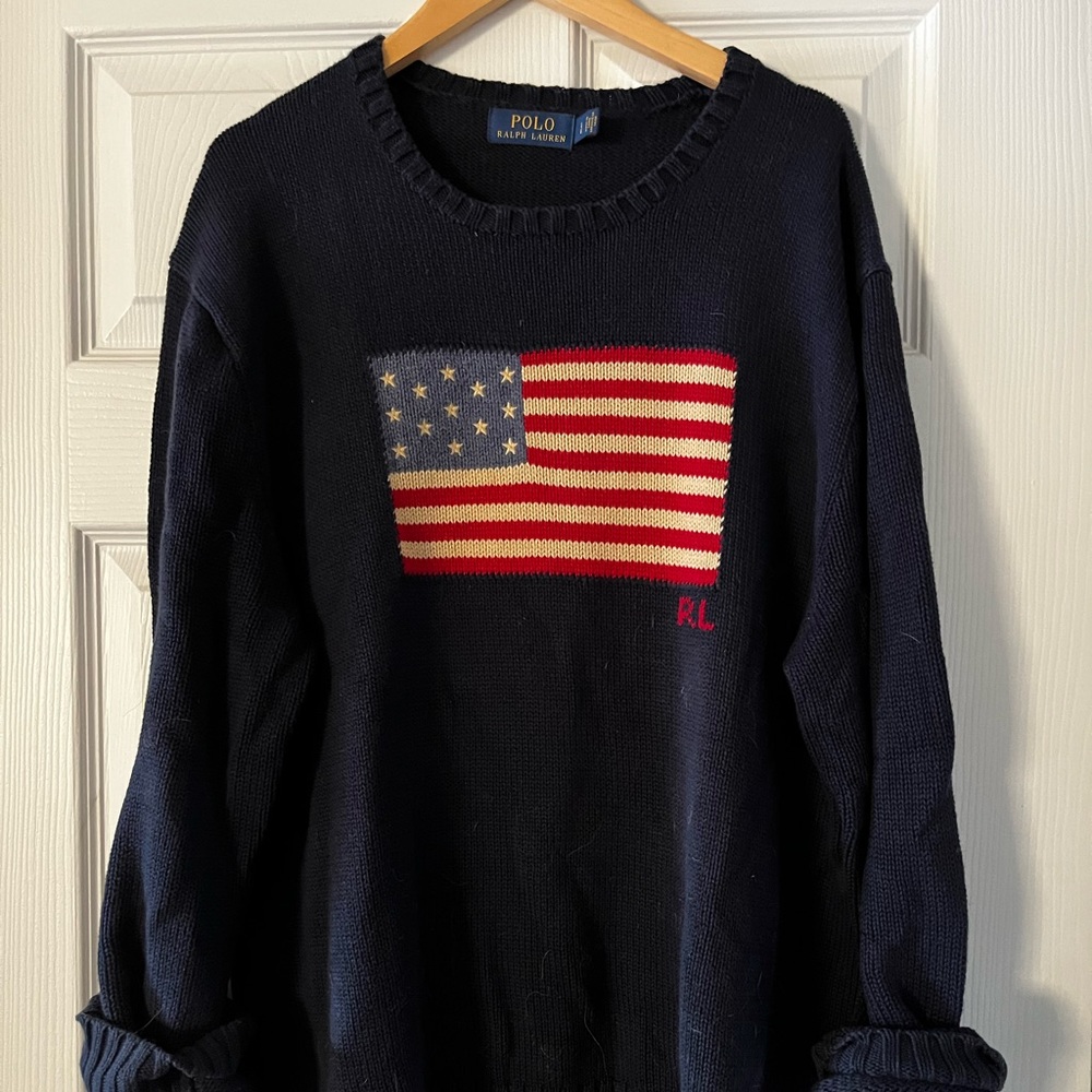 Knit Sweater with Flag